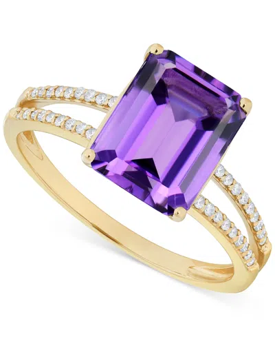 Macy's Amethyst (2-9/10 Ct. T.w.) And Diamond (1/10 Ct. T.w.) Split Shank Ring In 14k Gold In Purple