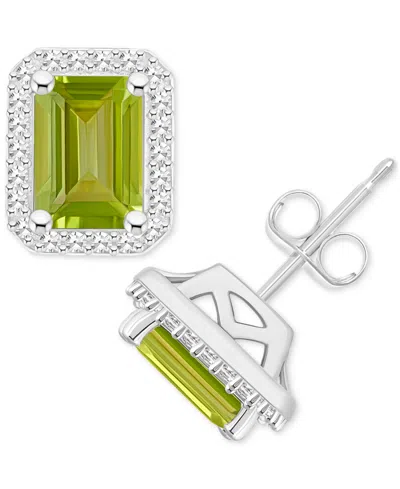 Macy's Amethyst (2 Ct. T.w.) & Diamond (1/5 Ct. T.w.) Halo Stud Earrings In Sterling Silver (also In Citrin In Peridot
