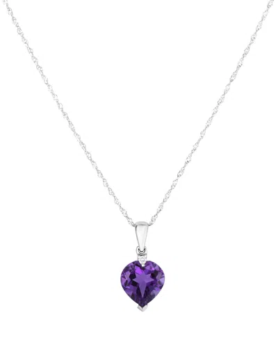 Macy's Amethyst (2 Ct. T.w.) & Diamond Accent Pendant Necklace In 14k White Gold In Metallic