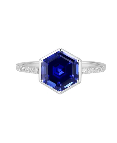 Macy's Amethyst (2 Ct. T.w.) And Lab-grown White Sapphire (0.01 Ct. T.w.) Ring In 14k Gold Over Sterling Si In Blue