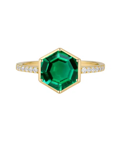 Macy's Amethyst (2 Ct. T.w.) And Lab-grown White Sapphire (0.01 Ct. T.w.) Ring In 14k Gold Over Sterling Si In Green