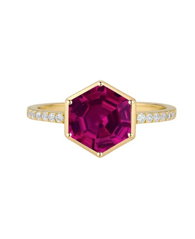 Macy's Amethyst (2 Ct. T.w.) And Lab-grown White Sapphire (0.01 Ct. T.w.) Ring In 14k Gold Over Sterling Si