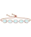 Macy's Amethyst (2 Ct. T.w.) & Lab-grown White Sapphire (3/4 Ct. T.w.) Halo Five Stone Bolo Bracelet In Ste In Opal