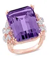 Macy's Amethyst (20 Ct. T.w.) And Diamond (1-3/4 Ct. T.w.) Multi-shape Floral Ring In 14k Rose Gold In Amethyst
