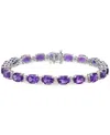 Macy's Garnet (28 Ct. T.w.) & White Topaz (3/8 Ct. T.w.) Oval Link Bracelet In Sterling Silver (also In Blu In Amethyst