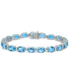 Macy's Garnet (28 Ct. T.w.) & White Topaz (3/8 Ct. T.w.) Oval Link Bracelet In Sterling Silver (also In Blu In Blue Topaz
