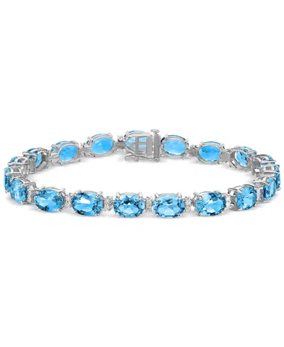 Macy's Garnet (28 Ct. T.w.) & White Topaz (3/8 Ct. T.w.) Oval Link Bracelet In Sterling Silver (also In Blu In Blue Topaz