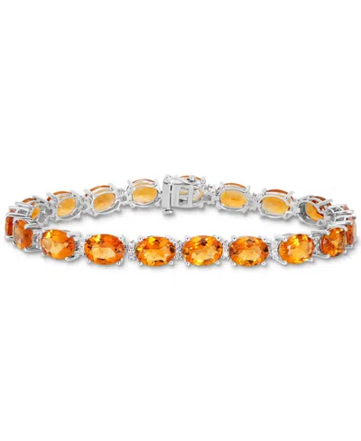 Macy's Garnet (28 Ct. T.w.) & White Topaz (3/8 Ct. T.w.) Oval Link Bracelet In Sterling Silver (also In Blu In Citrine