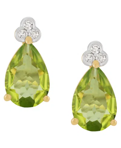 Macy's Amethyst (2-1/5 Ct. T.w.) & Diamond Accent Stud Earrings In 14k Yellow Gold (also Available In Multi In Green