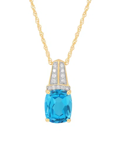 Macy's Amethyst (2-3/4 Ct. T.w.) & Diamond (1/10 Ct. T.w.) Pendant Necklace In 14k Yellow Gold-plated Sterl In Brown