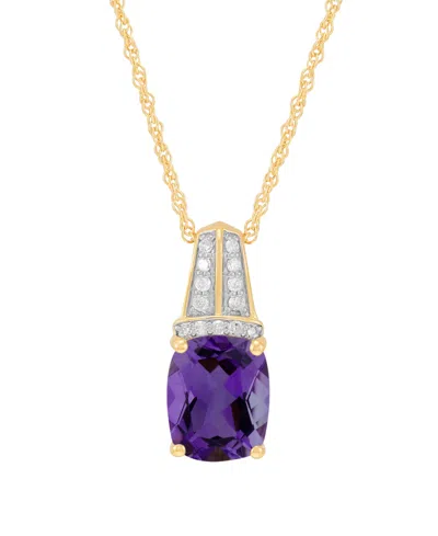 Macy's Amethyst (2-3/4 Ct. T.w.) & Diamond (1/10 Ct. T.w.) Pendant Necklace In 14k Yellow Gold-plated Sterl In Neutral
