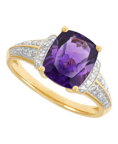 Macy's Amethyst (2-3/4 Ct. T.w.) & Diamond (1/5 Ct. T.w.) Ring In 14k Yellow Gold-plated Sterling Silver