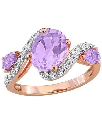 Macy's Amethyst (2-3/8 Ct. T.w.) & White Topaz (5/8 Ct. T.w.) Ring In 18k Rose Gold-flash Plated Silver