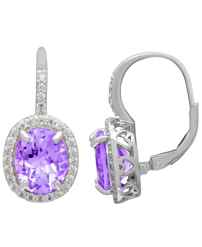 Macy's Amethyst (2.40 Ct. T.w.) And White Topaz (0.56 Ct. T.w.) Lever Back Drop Earrings In Sterling Silver In Neutral