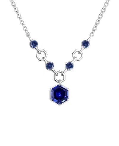 Macy's Amethyst (2.5 Ct. T.w.) Hexagon Pendant Necklace In Sterling Silver (also Available In Multi-stones) In Blue