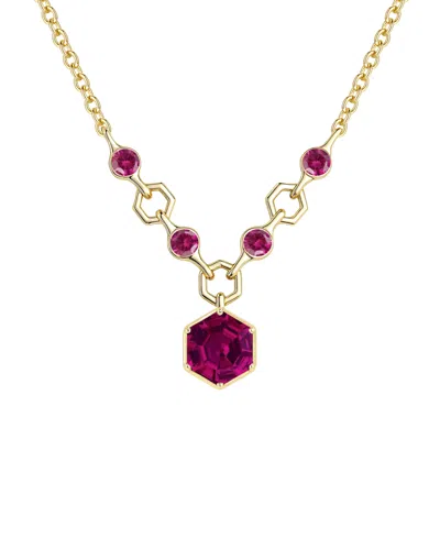 Macy's Amethyst (2.5 Ct. T.w.) Hexagon Pendant Necklace In Sterling Silver (also Available In Multi-stones) In Pink