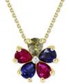 Macy's Amethyst (3-1/4 Ct. T.w.) & Diamond Accent Flower 18" Pendant Necklace In Sterling Silver (also Avai In Gold