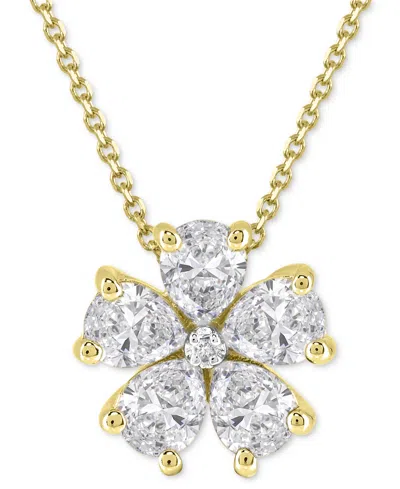 Macy's Amethyst (3-1/4 Ct. T.w.) & Diamond Accent Flower 18" Pendant Necklace In Sterling Silver (also Avai In White