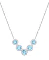 Macy's Amethyst (3-1/4 Ct. T.w.) & Lab Grown White Sapphire (5/8 Ct. T.w.) Five Stone Halo 17" Collar Neckl In Blue