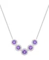 Macy's Amethyst (3-1/4 Ct. T.w.) & Lab Grown White Sapphire (5/8 Ct. T.w.) Five Stone Halo 17" Collar Neckl In Purple
