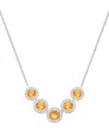 Macy's Amethyst (3-1/4 Ct. T.w.) & Lab Grown White Sapphire (5/8 Ct. T.w.) Five Stone Halo 17" Collar Neckl In Yellow