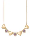 Macy's Amethyst (3 Ct. T.w.) & White Topaz (3/4 Ct. T.w.) Puffed Heart 18" Necklace In 14k Gold-plated Ster In Amethyst
