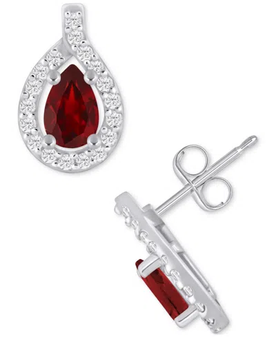 Macy's Amethyst (3/4 Ct. T.w.) & Diamond (1/4 Ct. T.w.) Halo Stud Earrings In 10k White Gold (also Availabl In Metallic