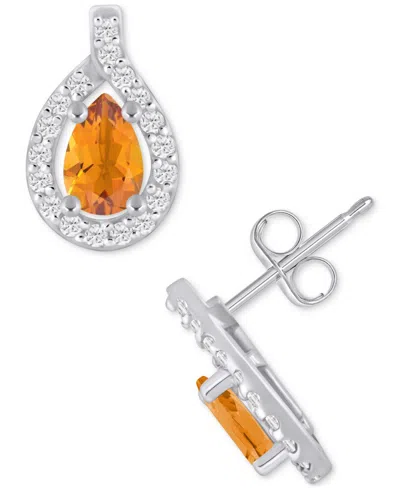 Macy's Amethyst (3/4 Ct. T.w.) & Diamond (1/4 Ct. T.w.) Halo Stud Earrings In 10k White Gold (also Availabl In Metallic