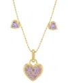 Macy's Amethyst (3/4 Ct. T.w.) & Diamond Accent Triple Heart 18" Pendant Necklace In 14k Gold-plated Sterli In Amethyst
