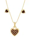 Macy's Amethyst (3/4 Ct. T.w.) & Diamond Accent Triple Heart 18" Pendant Necklace In 14k Gold-plated Sterli In Garnet