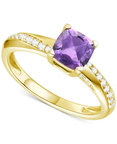 Macy's Amethyst (3/4 Ct. T.w.) & Lab-grown White Sapphire (1/6 Ct. T.w.) In 14k Gold-plated Sterling Silver