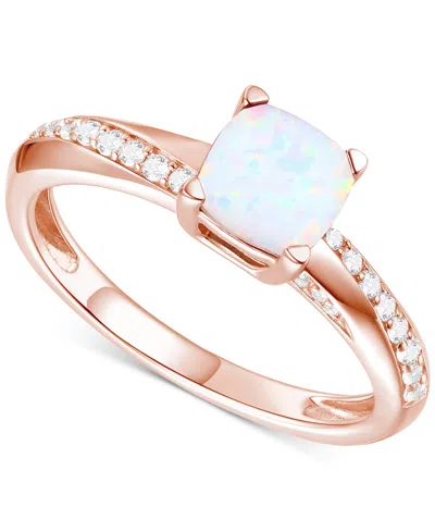 Macy's Amethyst (3/4 Ct. T.w.) & Lab-grown White Sapphire (1/6 Ct. T.w.) In 14k Gold-plated Sterling Silver In Opal