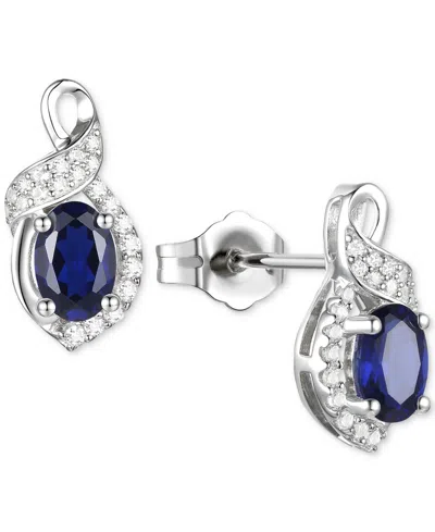 Macy's Amethyst (3/4 Ct. T.w.) & Lab-grown White Sapphire (1/6 Ct. T.w.) Oval Swirl Stud Earrings In Sterli