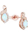 Macy's Amethyst (3/4 Ct. T.w.) & Lab-grown White Sapphire (1/6 Ct. T.w.) Oval Swirl Stud Earrings In Sterli In Opal