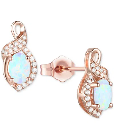 Macy's Amethyst (3/4 Ct. T.w.) & Lab-grown White Sapphire (1/6 Ct. T.w.) Oval Swirl Stud Earrings In Sterli In Opal