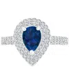 Macy's Amethyst (3/4 Ct. T.w.) & Lab-grown White Sapphire (3/4 Ct. T.w.) Teardrop Halo Birthstone Ring In S In Sapphire