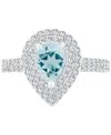 Macy's Amethyst (3/4 Ct. T.w.) & Lab-grown White Sapphire (3/4 Ct. T.w.) Teardrop Halo Birthstone Ring In S In Aquamarine