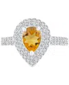 Macy's Amethyst (3/4 Ct. T.w.) & Lab-grown White Sapphire (3/4 Ct. T.w.) Teardrop Halo Birthstone Ring In S In Citrine