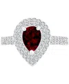 Macy's Amethyst (3/4 Ct. T.w.) & Lab-grown White Sapphire (3/4 Ct. T.w.) Teardrop Halo Birthstone Ring In S In Garnet