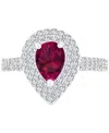 Macy's Amethyst (3/4 Ct. T.w.) & Lab-grown White Sapphire (3/4 Ct. T.w.) Teardrop Halo Birthstone Ring In S In Ruby