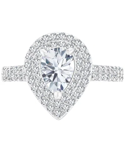 Macy's Amethyst (3/4 Ct. T.w.) & Lab-grown White Sapphire (3/4 Ct. T.w.) Teardrop Halo Birthstone Ring In S In White Topaz