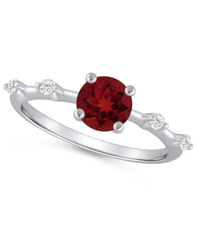 Macy's Amethyst (3/4 Ct. T.w.) And White Diamond (1/10 Ct. T.w.) Ring In 10k White Gold In Metallic
