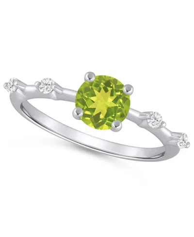 Macy's Amethyst (3/4 Ct. T.w.) And White Diamond (1/10 Ct. T.w.) Ring In 10k White Gold In Metallic