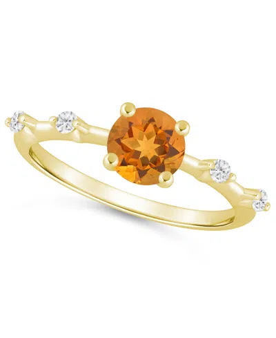 Macy's Amethyst (3/4 Ct. T.w.) And White Diamond (1/10 Ct. T.w.) Ring In 10k White Gold In Citrine,yellow Gold