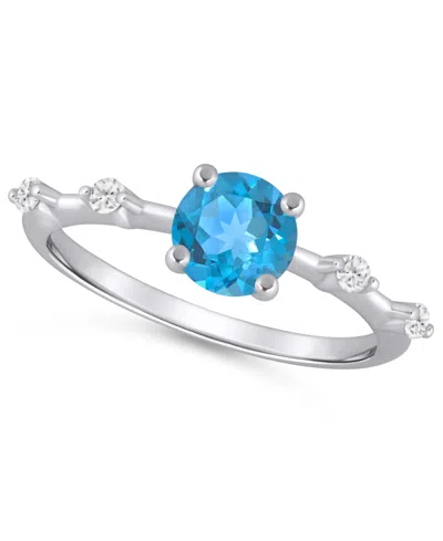 Macy's Amethyst (3/4 Ct. T.w.) And White Diamond (1/10 Ct. T.w.) Ring In 10k White Gold In Blue