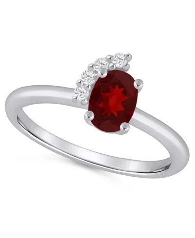 Macy's Amethyst (3/4 Ct. T.w.) And White Diamond (1/20 Ct. T.w.) Ring In 10k White Gold In Metallic