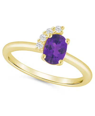 Macy's Amethyst (3/4 Ct. T.w.) And White Diamond (1/20 Ct. T.w.) Ring In 10k White Gold In Amethyst,yellow Gold