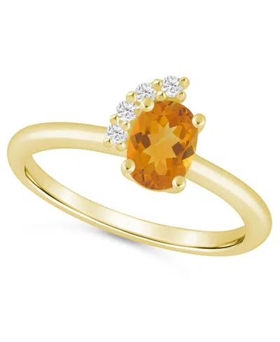 Macy's Amethyst (3/4 Ct. T.w.) And White Diamond (1/20 Ct. T.w.) Ring In 10k White Gold In Citrine,yellow Gold