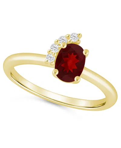 Macy's Amethyst (3/4 Ct. T.w.) And White Diamond (1/20 Ct. T.w.) Ring In 10k White Gold In Garnet,yellow Gold