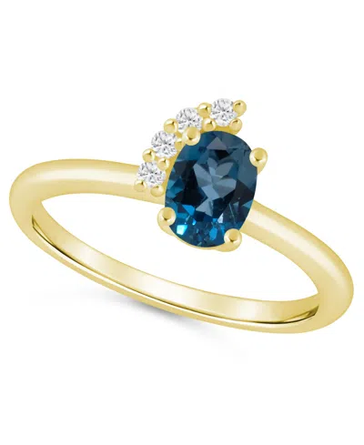 Macy's Amethyst (3/4 Ct. T.w.) And White Diamond (1/20 Ct. T.w.) Ring In 10k White Gold In London Blue Topaz,yellow Gold